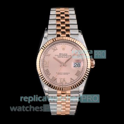 B Factory Swiss Clone Rolex Datejust 36mm Two-Tone Rose Gold Jubilee Bracelet Watch 